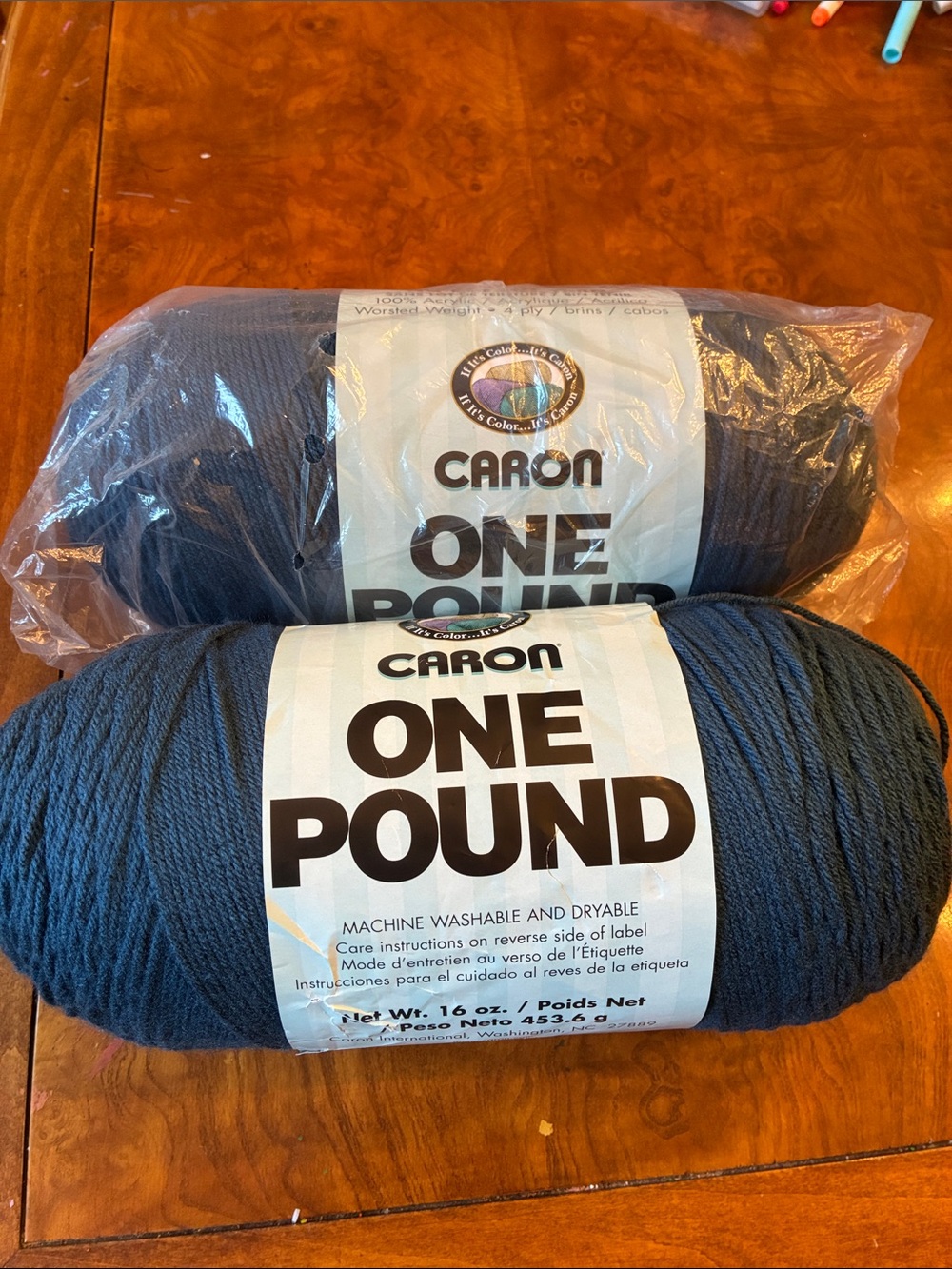 Caron 2 skeins One Pound acrylic Yarn - Navy ‘Cape Cod’